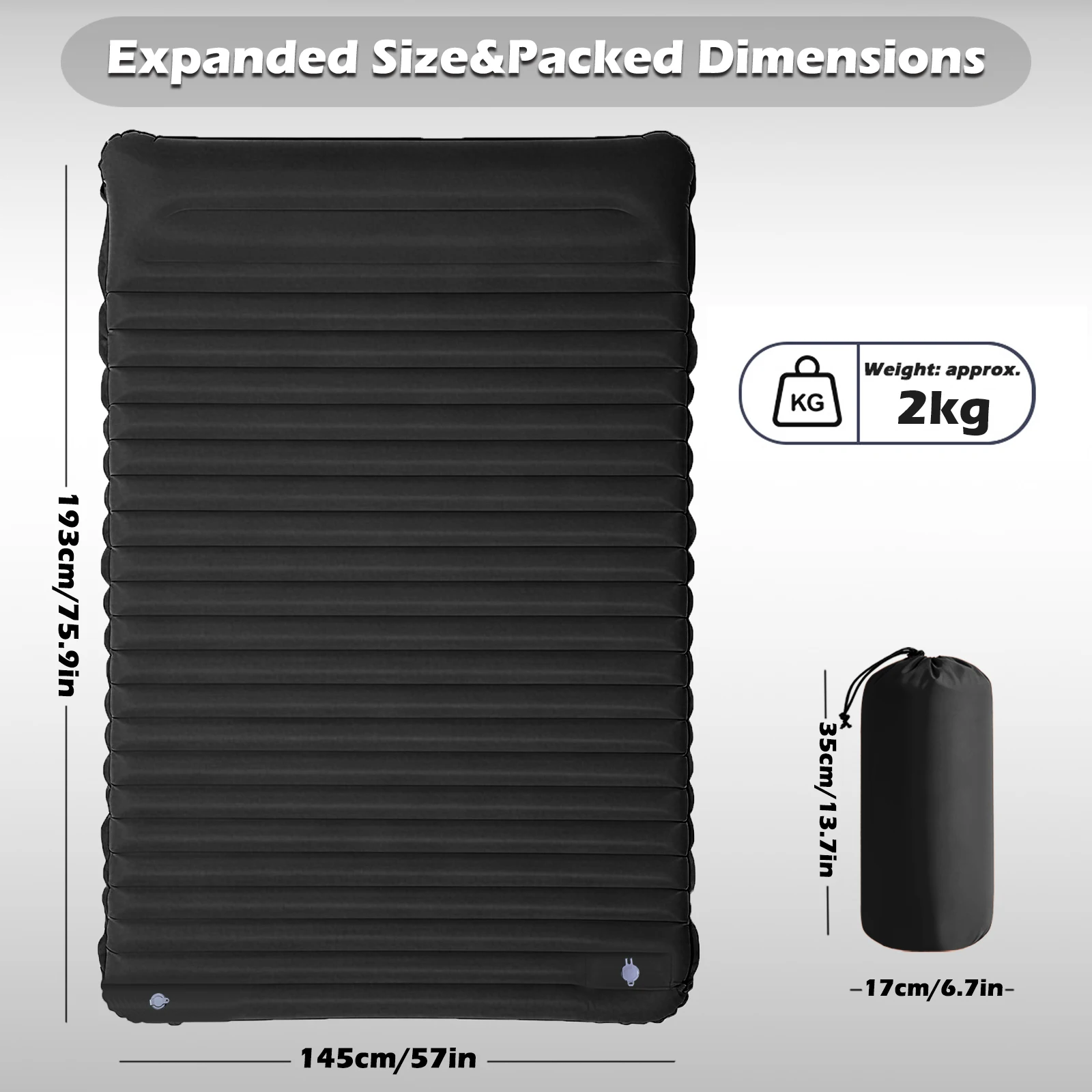 4 Inch Thick Double Inflatable Air Mat - Quick Inflation Camping Sleeping Pad Portable for Hiking Travel