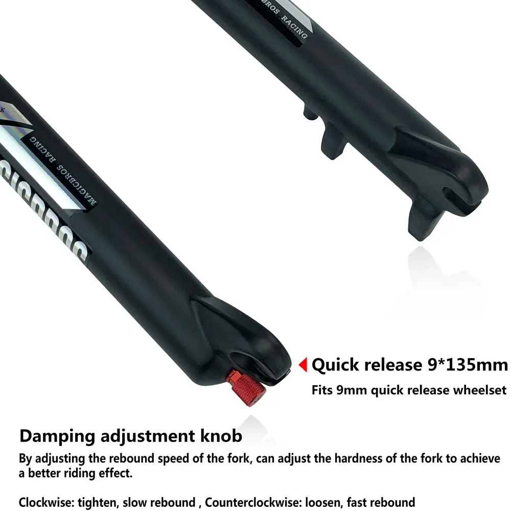 MAGICBROS Electric Bike Fork Air Suspension 20 26inch 4.0 Fork Snow Bike E-bike 9*135MM Damping Adjustment Fat Bike Air Fork