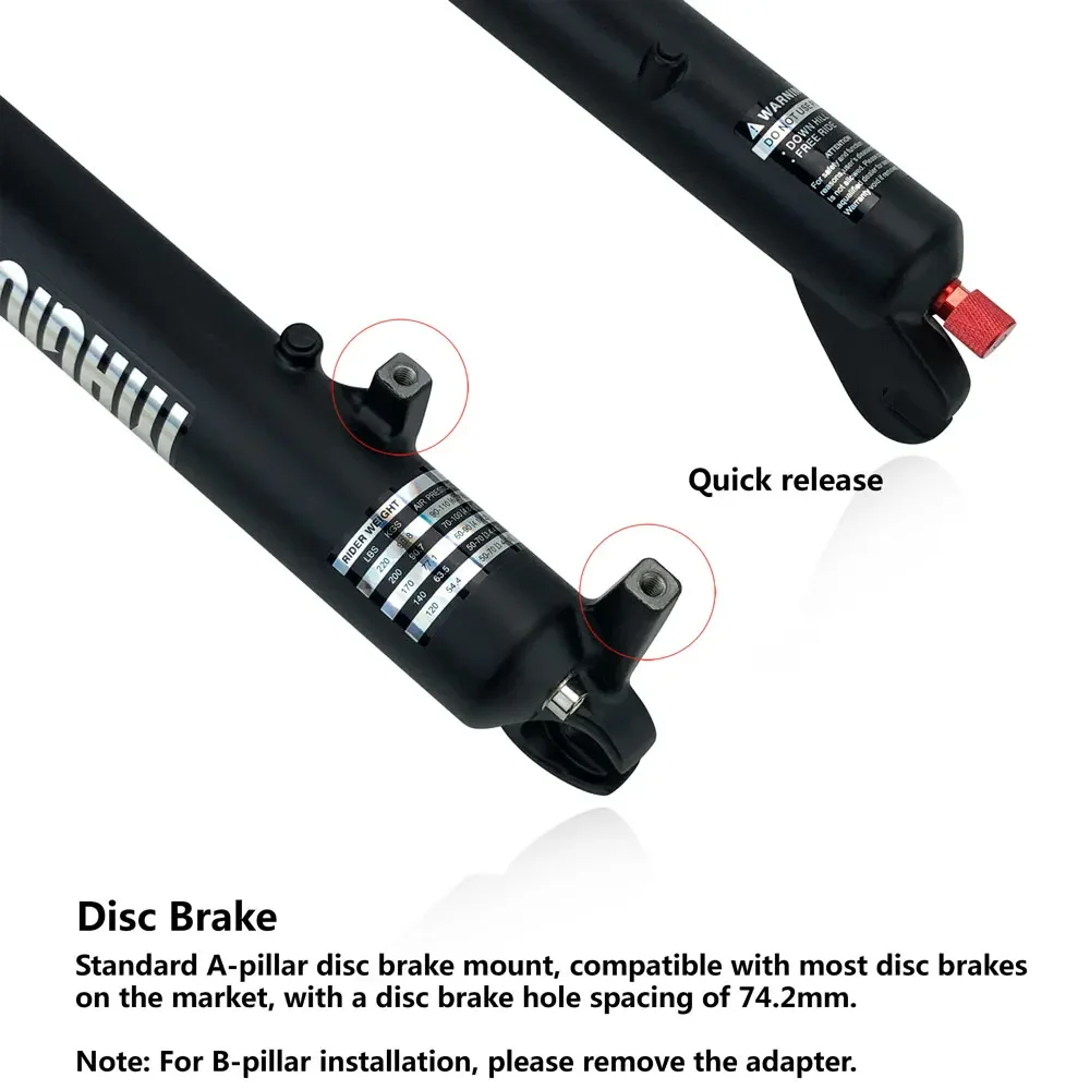 MAGICBROS Electric Bike Fork Air Suspension 20 26inch 4.0 Fork Snow Bike E-bike 9*135MM Damping Adjustment Fat Bike Air Fork