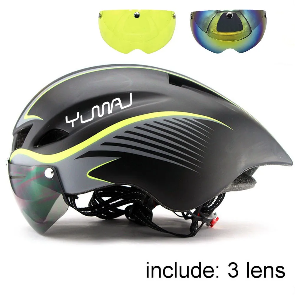 Brand New YUMAJ WINGER II Aero Road Bicycle Helmet for Riding with Magnetic Goggles TT Racing Bicycle Sports Safety Helmet YM-16