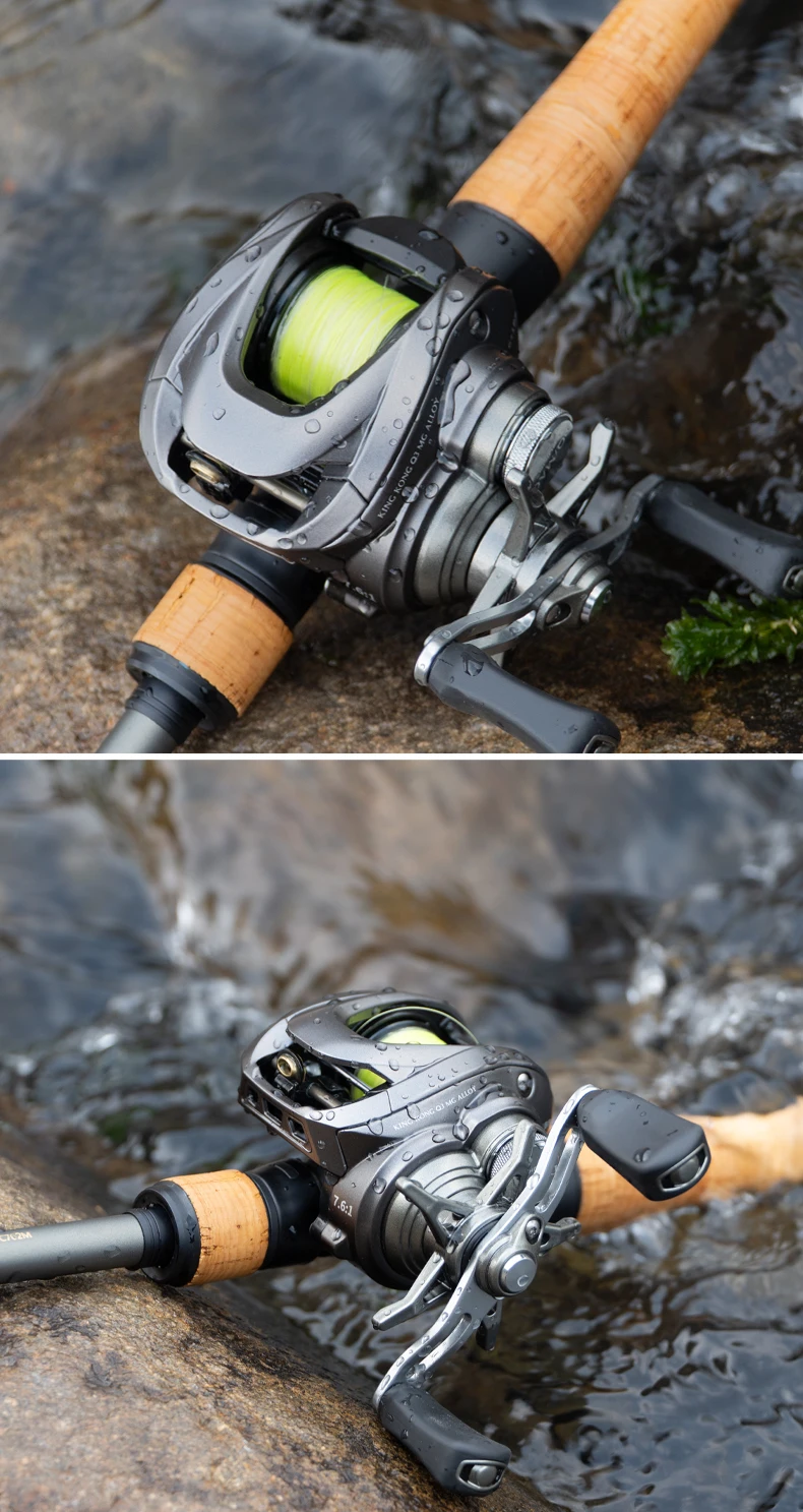 DEUKIO DC Baitcasting Fishing Reel Electronic Brake Band Sound Baitcast Fishing Reels Carbon Body 7.6:1 6+1BB Seawater Reel
