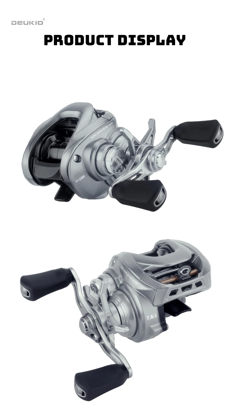 DEUKIO DC Baitcasting Fishing Reel Electronic Brake Band Sound Baitcast Fishing Reels Carbon Body 7.6:1 6+1BB Seawater Reel