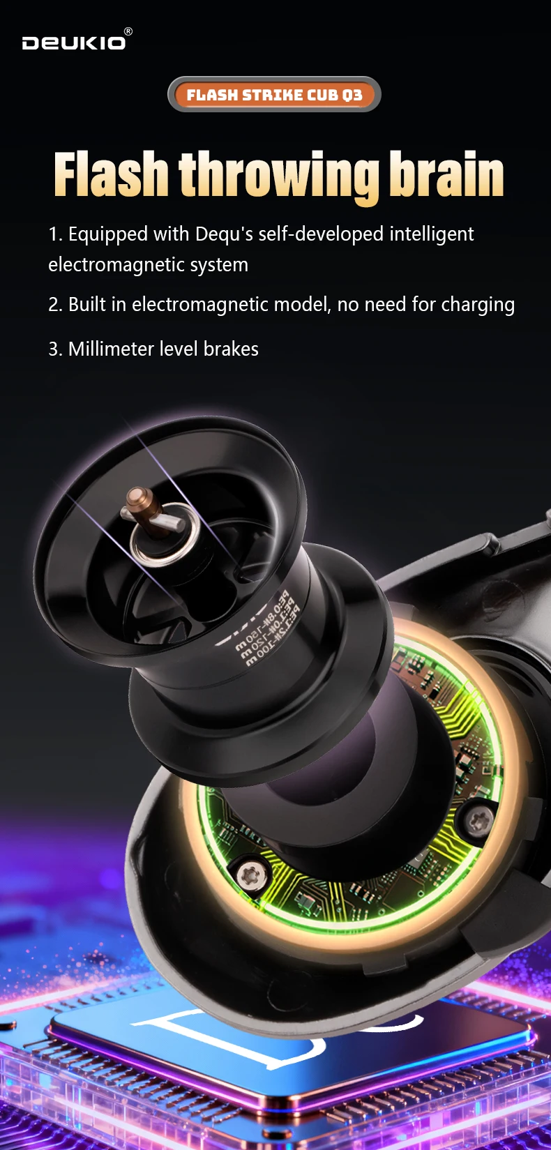 DEUKIO DC Baitcasting Fishing Reel Electronic Brake Band Sound Baitcast Fishing Reels Carbon Body 7.6:1 6+1BB Seawater Reel