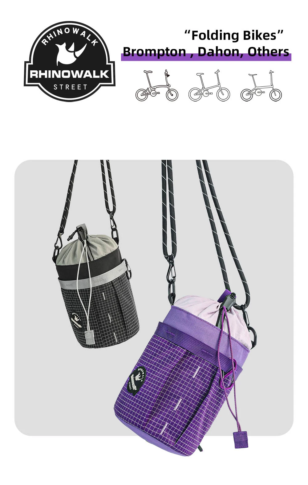 Rhinowalk Bicycle Front Tube Water Bottle Bag 2.5L Urban Cycling Handlebar Carrier Pouch Storage For MTB Road Bike Folding Bike