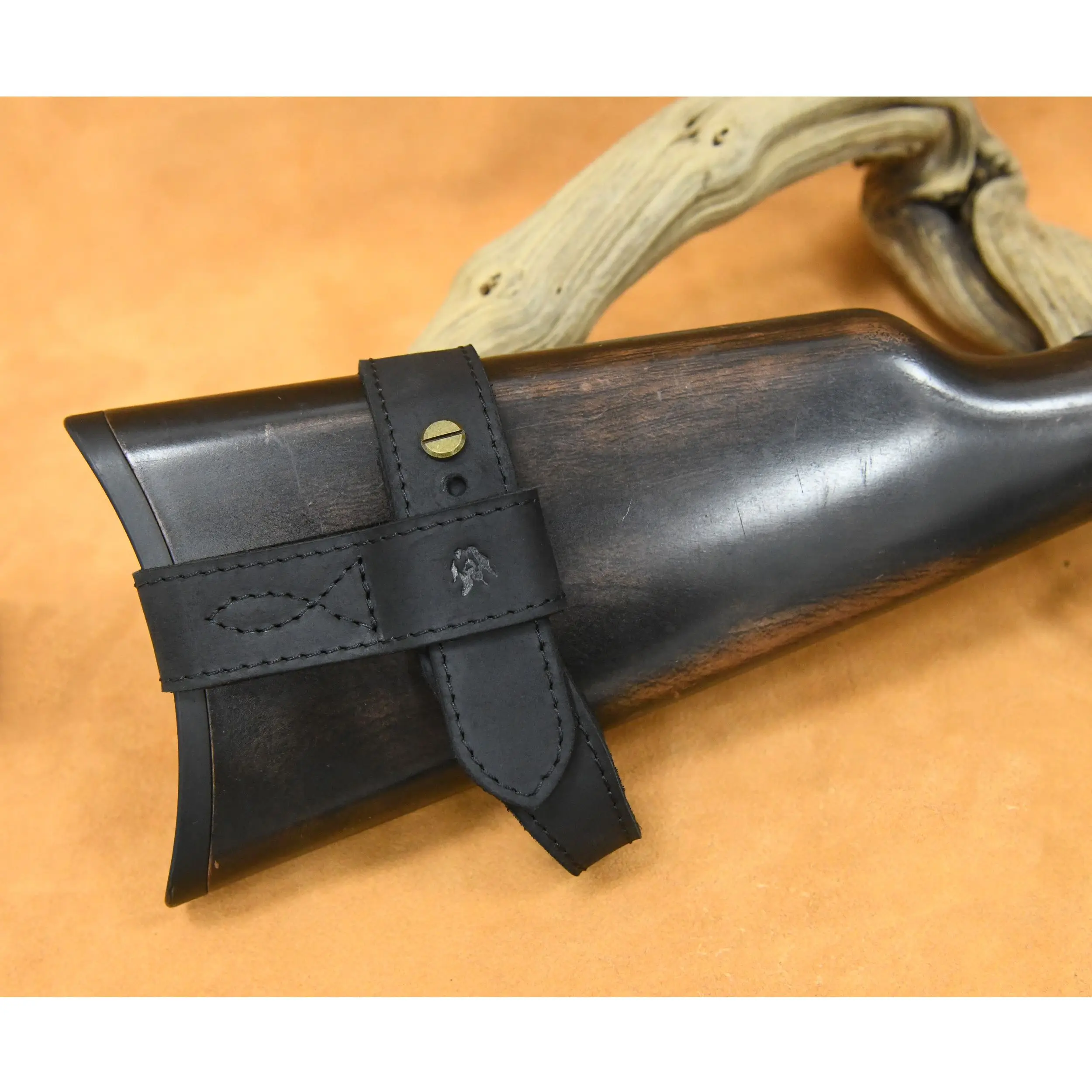 Upgraded Cowhide Leather Shotgun/Rifle No-Drill Harnessed Buttstock Holder Sling Mount