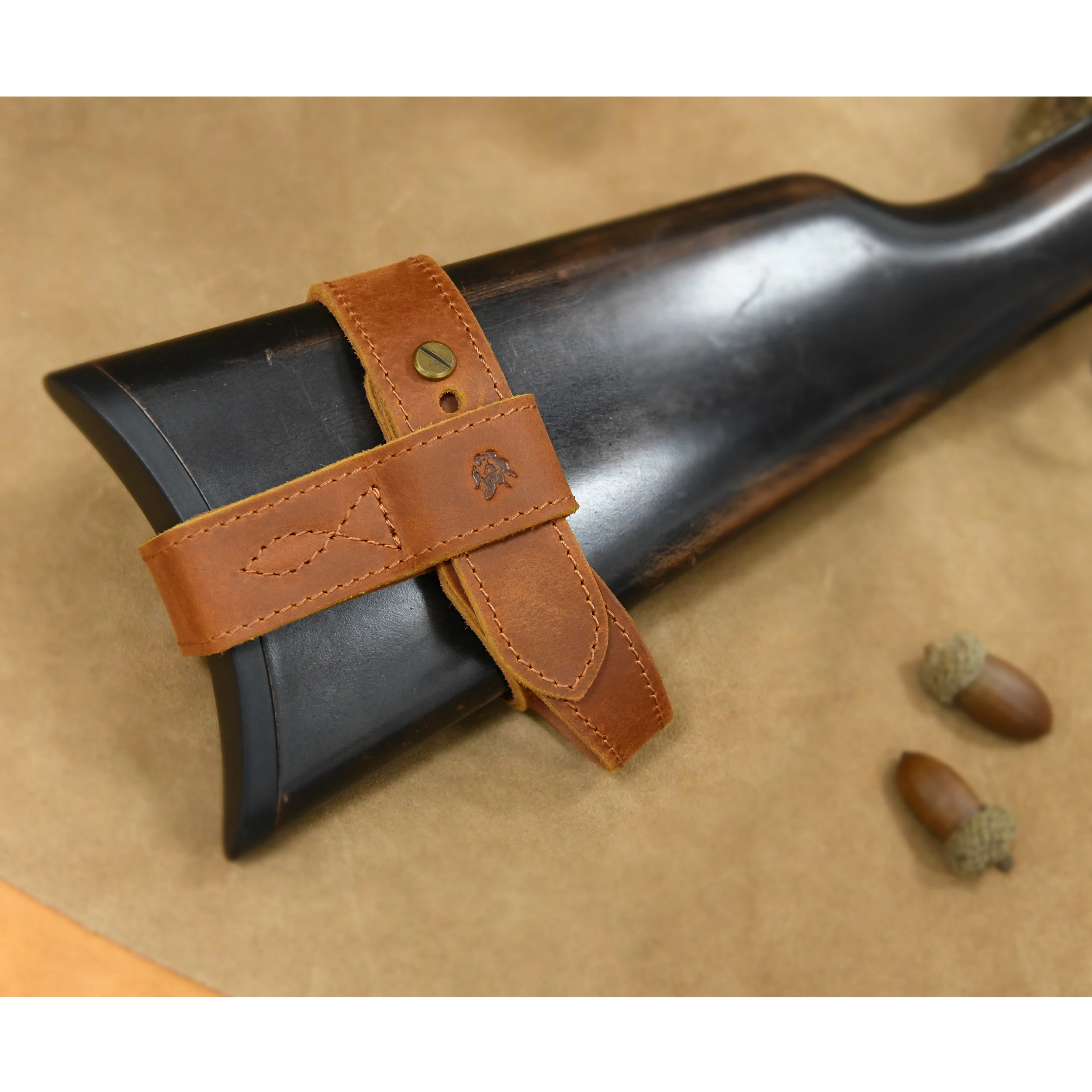 Upgraded Cowhide Leather Shotgun/Rifle No-Drill Harnessed Buttstock Holder Sling Mount