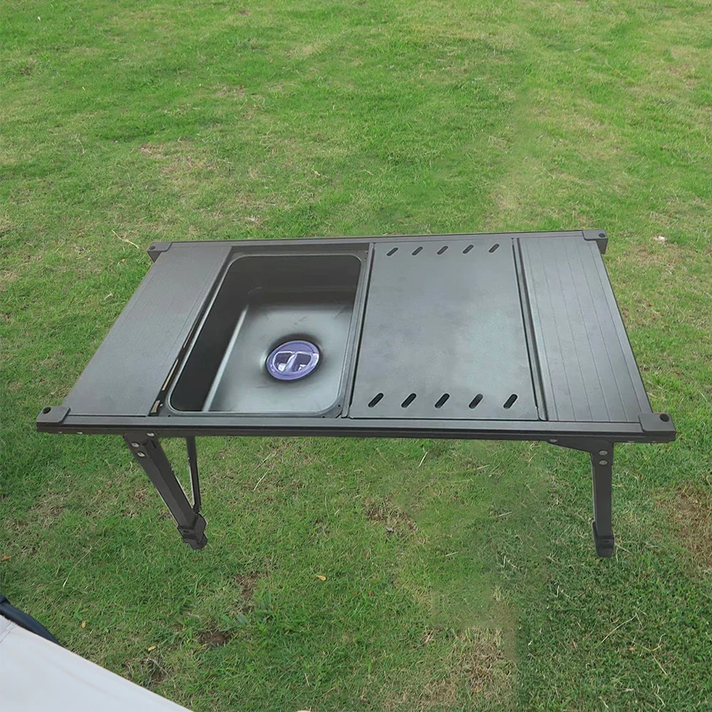 outdoor Camping Table Sink Basin Stainless Steel Camping Sink Camping Table Sink for Cooking Fishing Barbecue Outdoor Supplies