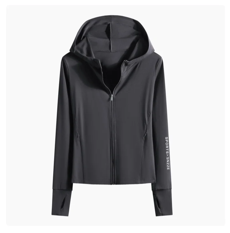 DRUR Autumn Winter Yoga Top Women Hooded Workout Jacket Zip Up Athletic Running Shirts with Pockets Sportswear Christmas Gifts