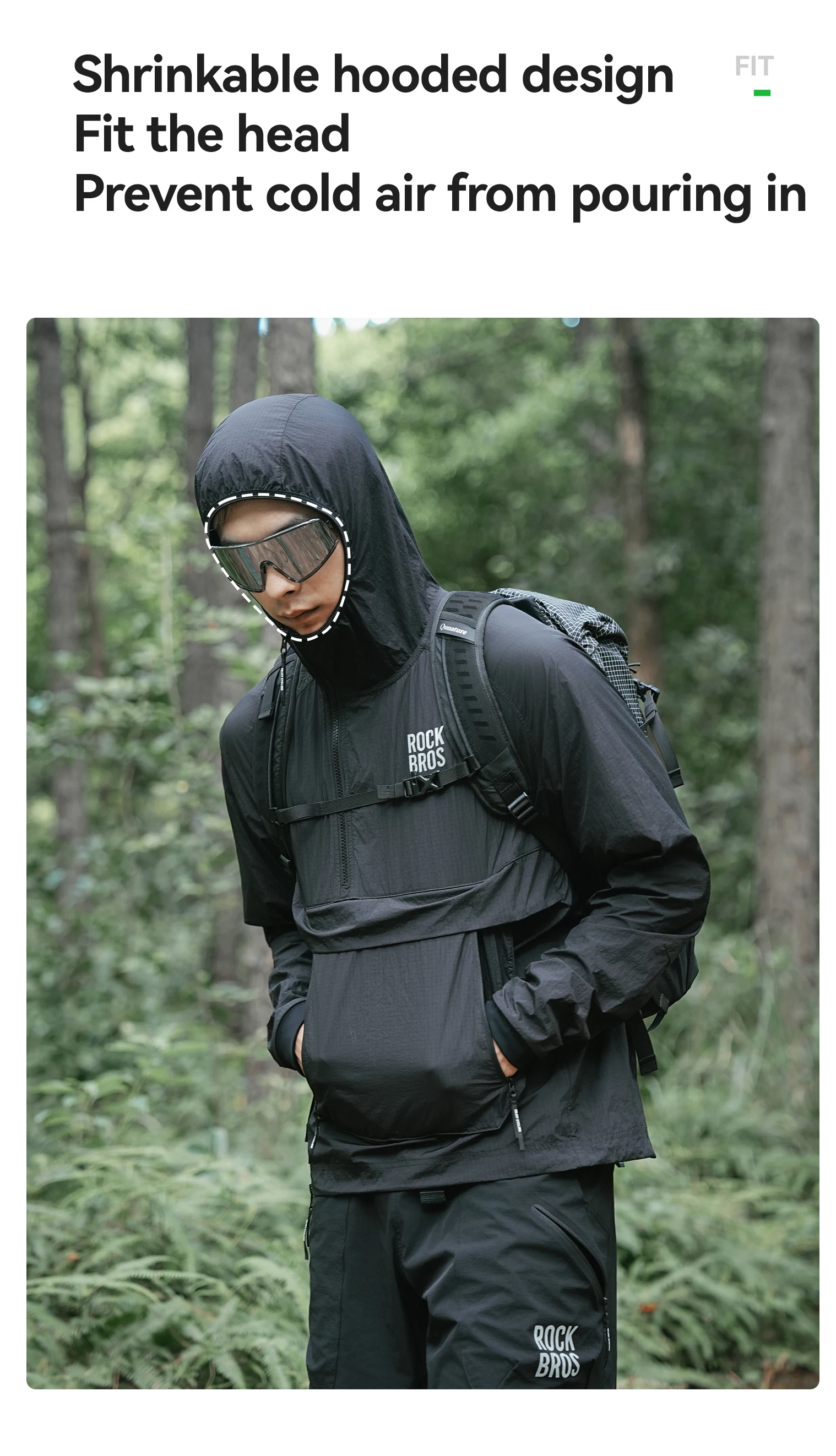 ROCKBROS Cycling Waterproof Jacket Casual Detachable Pocket Windbreaker Breathable Bicycle Clothes Windproof Outdoor Clothing