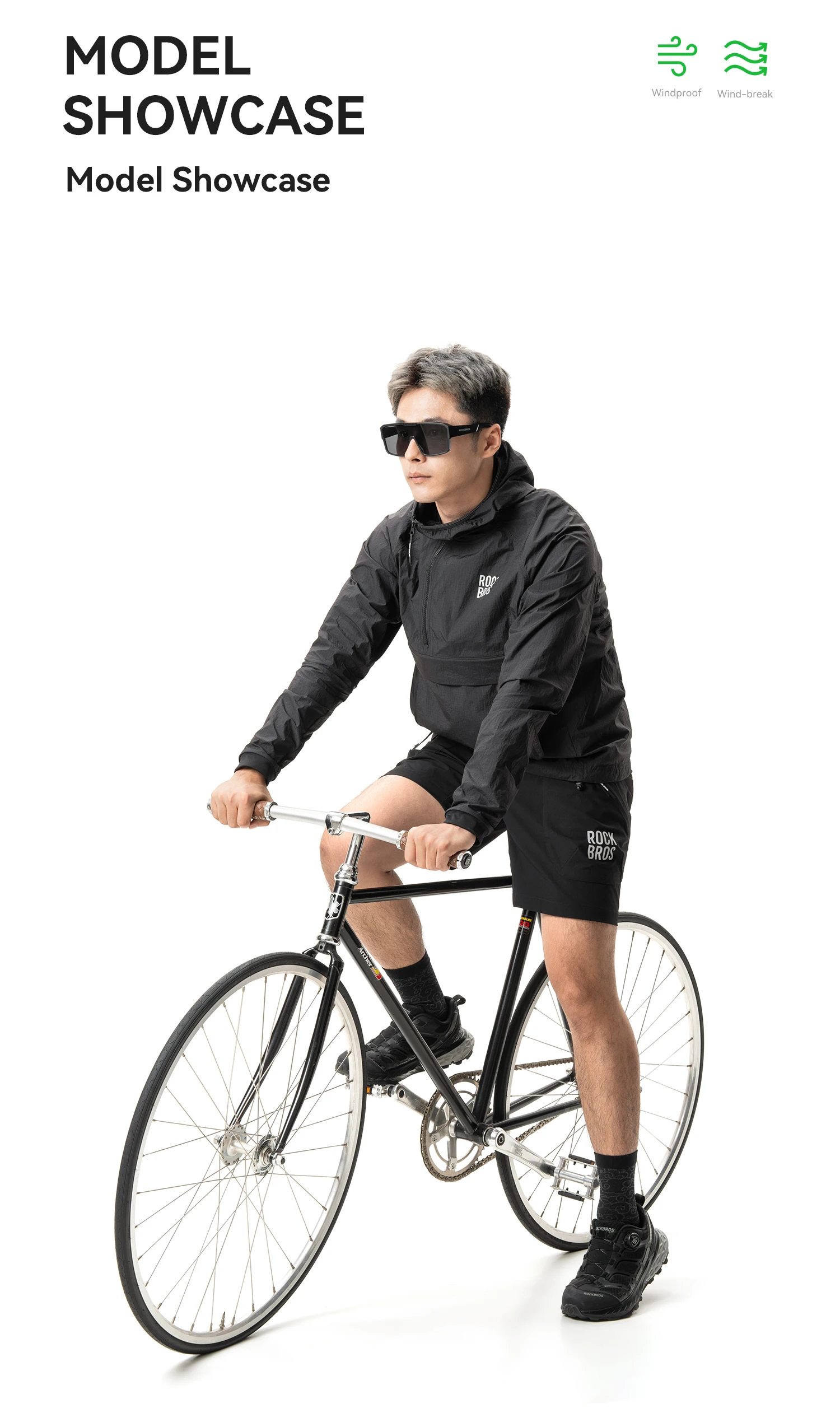 ROCKBROS Cycling Waterproof Jacket Casual Detachable Pocket Windbreaker Breathable Bicycle Clothes Windproof Outdoor Clothing