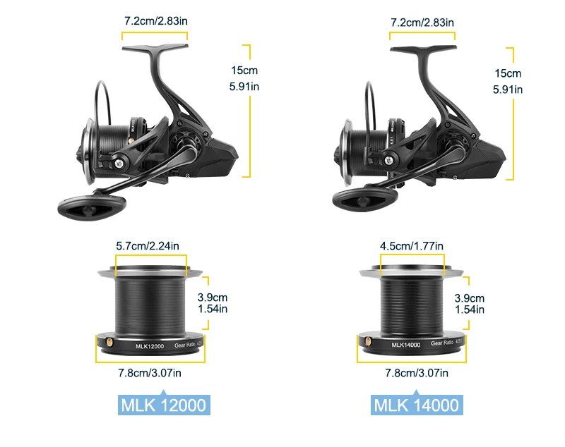 Drag 20KG Big Spinning Fishing Reel 8000-14000 Series Aluminum Alloy Spool Fishing Reel 4.8:1 Baitcasting Reels Reel Fishing