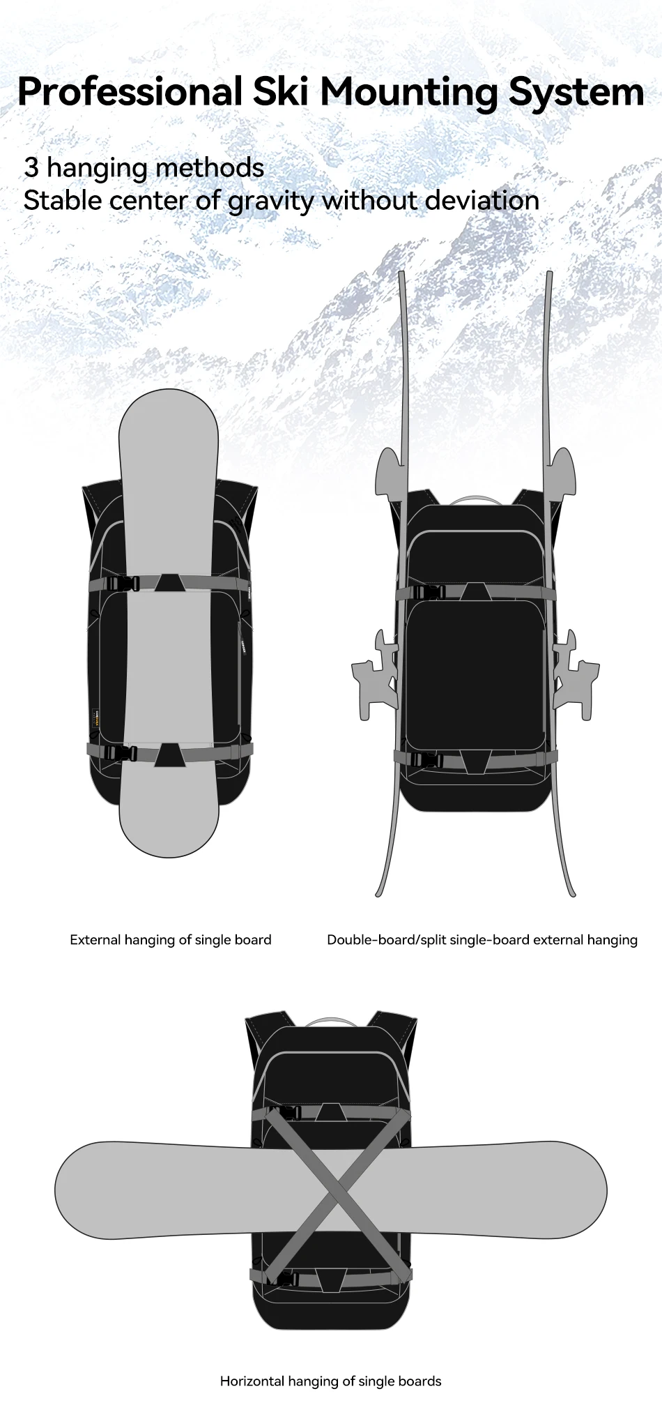 COPOZZ New Multi-Functional Ski Backpack Large Capacity Sports Board Bag Dry Wet Separation Snowboarding Camping Hiking Snow Bag