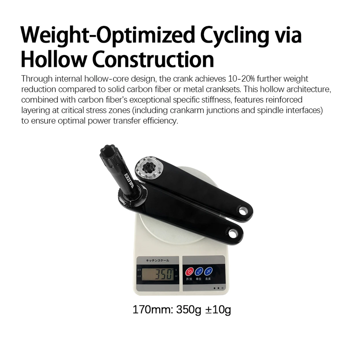 WUZEI Folding Bike Crank Carbon Fiber Crankset 165MM 170MM Road Bicycle Sprocket 24mm Axle 3 Bolts Direct Mount Crank Arm