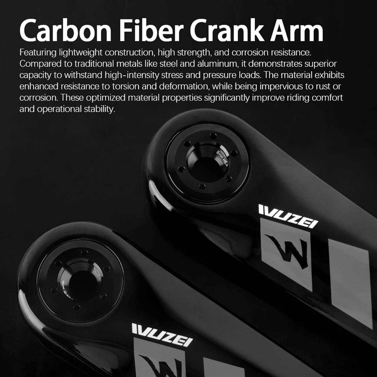WUZEI Folding Bike Crank Carbon Fiber Crankset 165MM 170MM Road Bicycle Sprocket 24mm Axle 3 Bolts Direct Mount Crank Arm