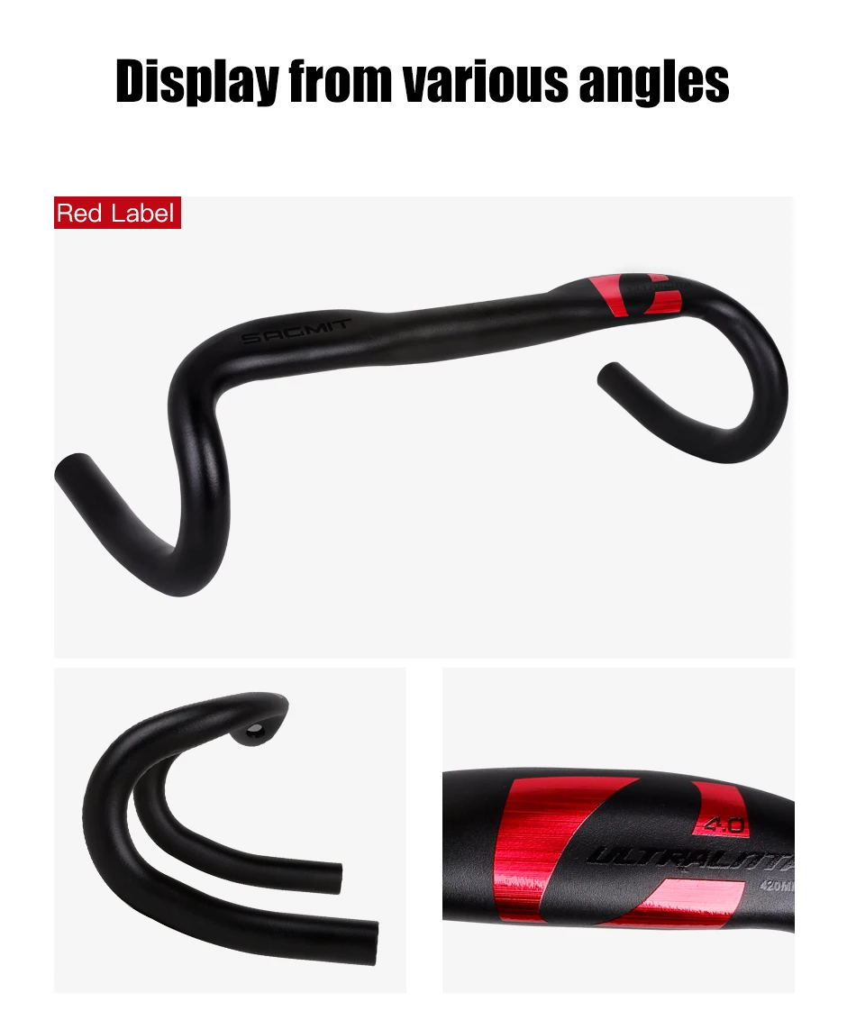 SAGMIT Bicycle Handlebar Reduce Resistance Bent Bar Strengthen Bike Parts With 31.8*420mm Aluminum Alloy Road Bike Handlebar