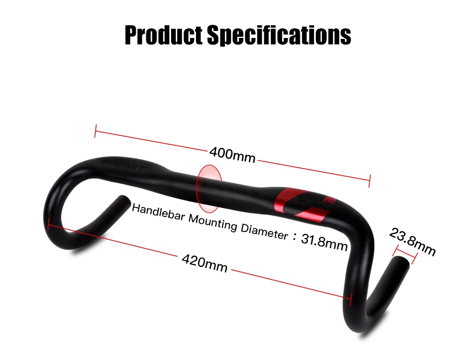 SAGMIT Bicycle Handlebar Reduce Resistance Bent Bar Strengthen Bike Parts With 31.8*420mm Aluminum Alloy Road Bike Handlebar