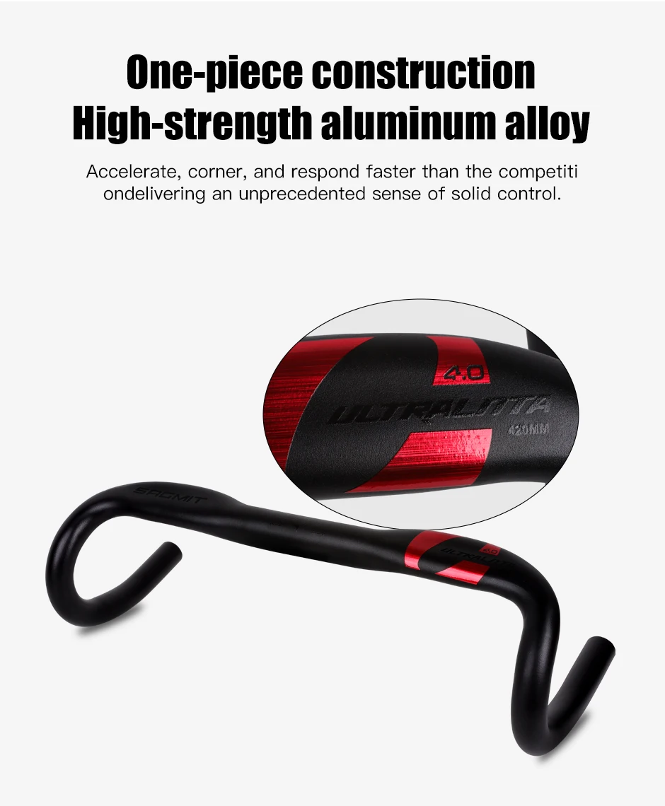 SAGMIT Bicycle Handlebar Reduce Resistance Bent Bar Strengthen Bike Parts With 31.8*420mm Aluminum Alloy Road Bike Handlebar