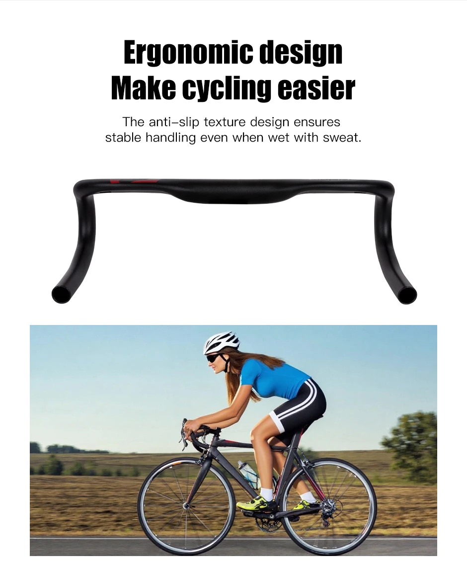 SAGMIT Bicycle Handlebar Reduce Resistance Bent Bar Strengthen Bike Parts With 31.8*420mm Aluminum Alloy Road Bike Handlebar