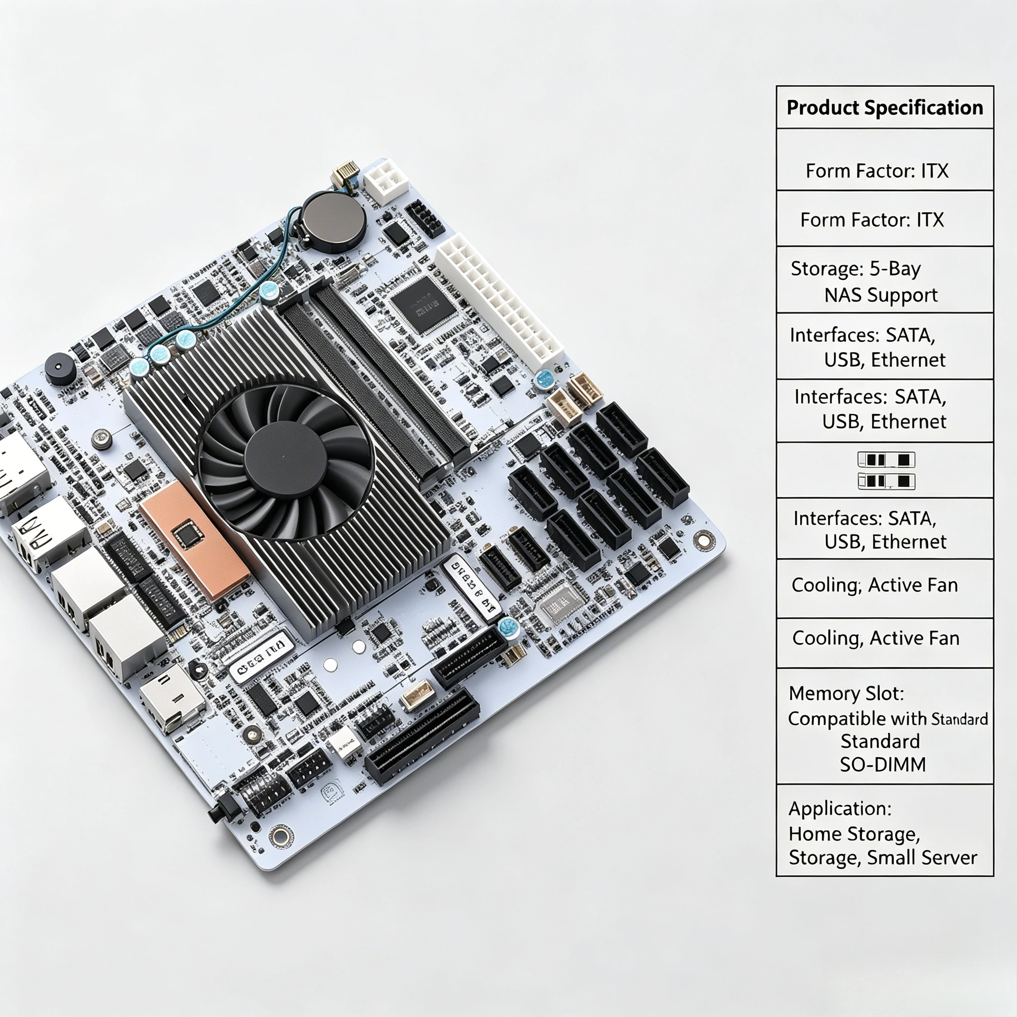 I5-8265UES 8 Bay NAS Motherboard 8 SATA Ports Dual M.2 Slot Support DDR4 RAM Home Storage Server Mainboard
