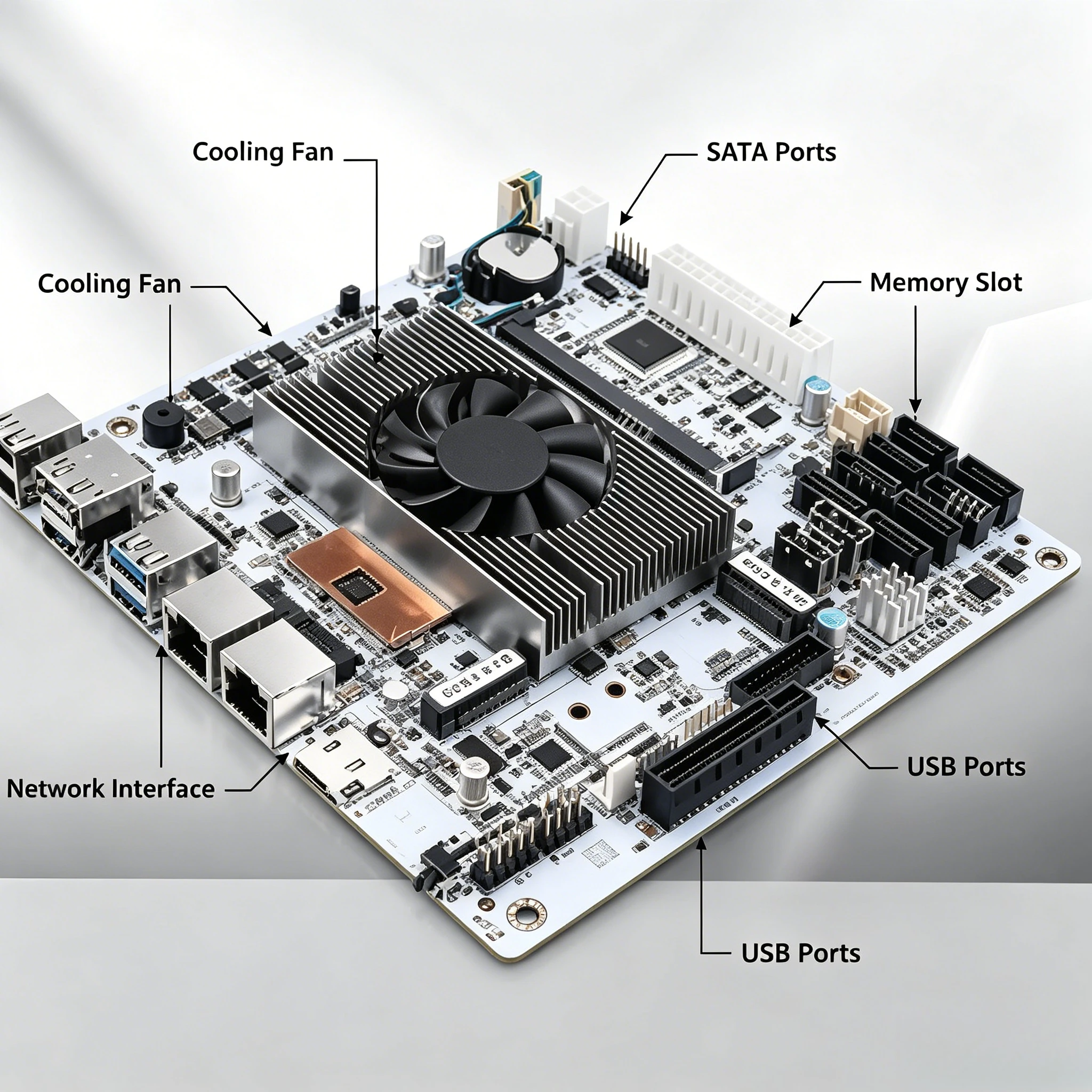 I5-8265UES 8 Bay NAS Motherboard 8 SATA Ports Dual M.2 Slot Support DDR4 RAM Home Storage Server Mainboard