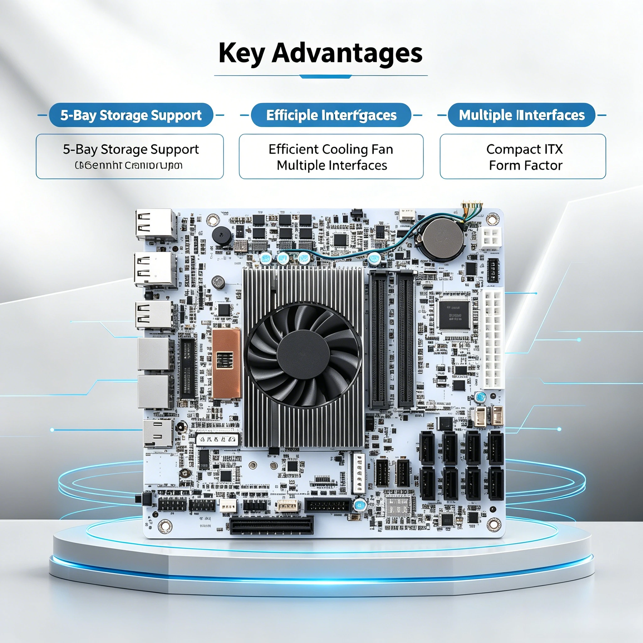 I5-8265UES 8 Bay NAS Motherboard 8 SATA Ports Dual M.2 Slot Support DDR4 RAM Home Storage Server Mainboard