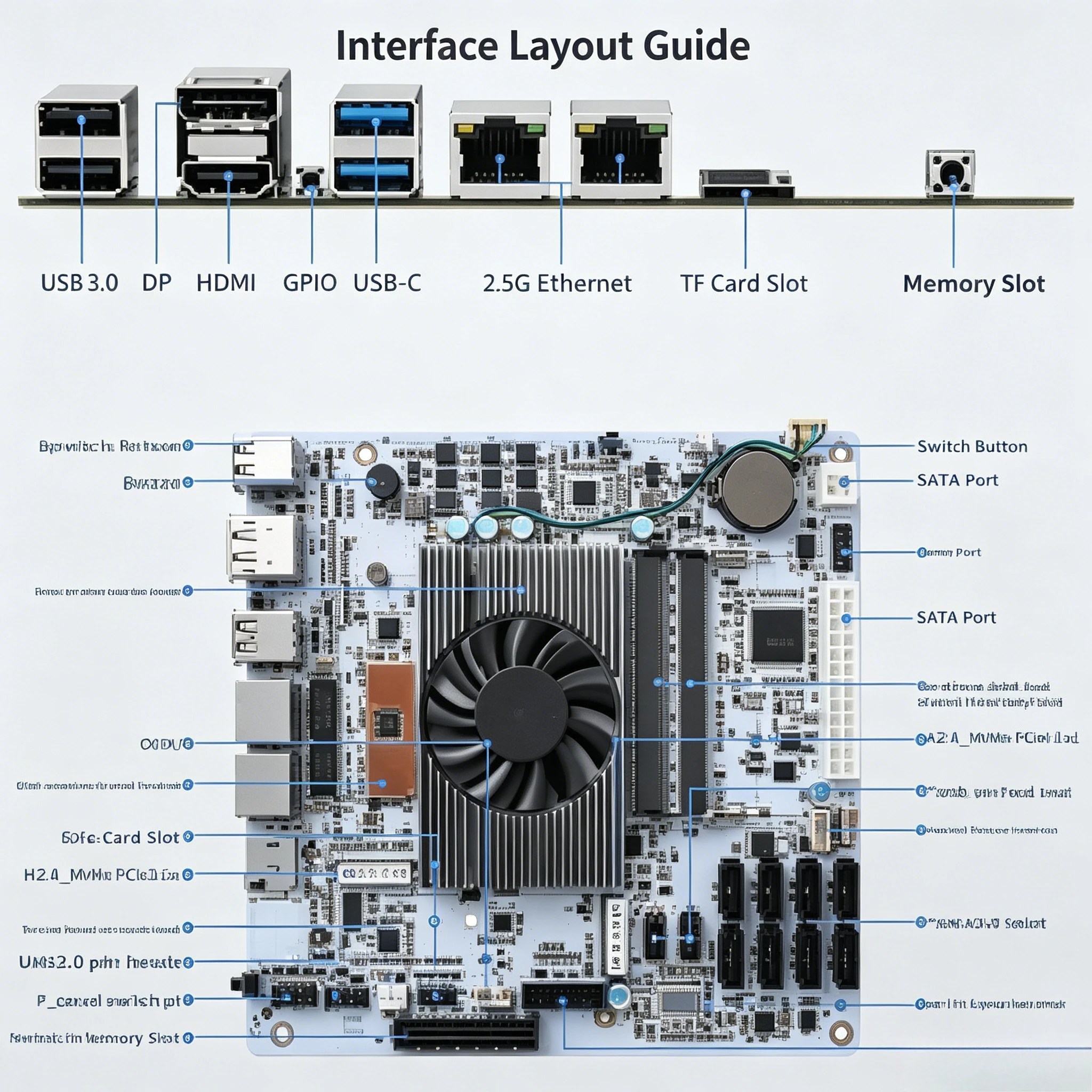 I5-8265UES 8 Bay NAS Motherboard 8 SATA Ports Dual M.2 Slot Support DDR4 RAM Home Storage Server Mainboard