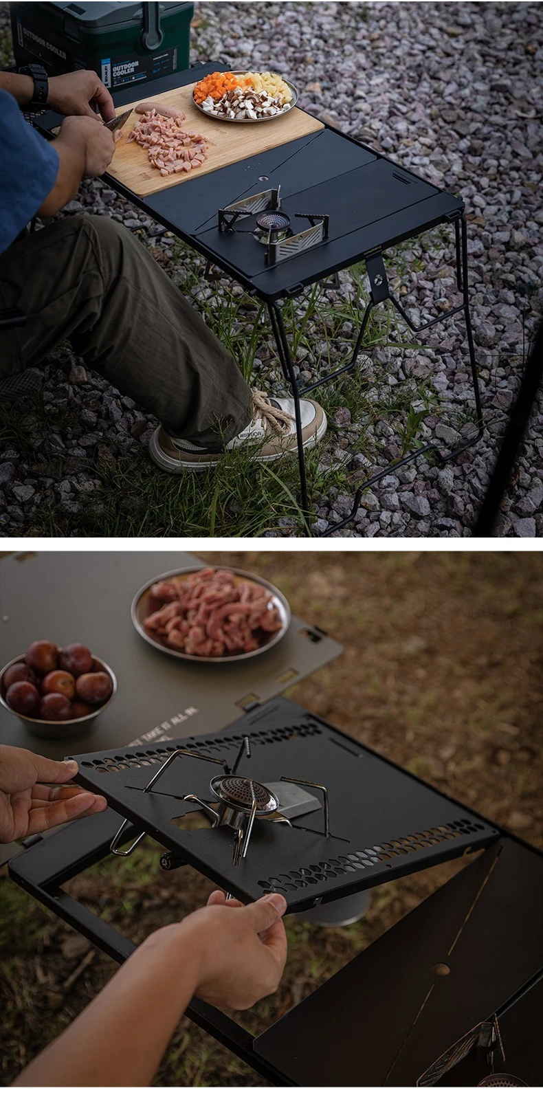 CK-3650-T38 CAMPINGMOON IGT Camping Chair and Table Set Outdoor FoldingCoffee Korean Bbq Grill Table Outdoor Foldable Camping