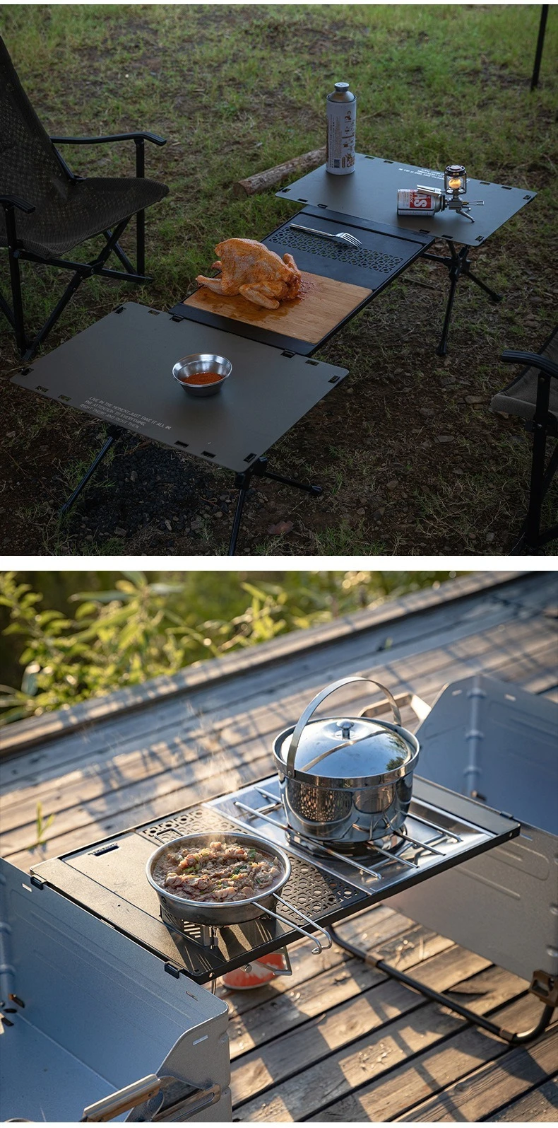 CK-3650-T38 CAMPINGMOON IGT Camping Chair and Table Set Outdoor FoldingCoffee Korean Bbq Grill Table Outdoor Foldable Camping