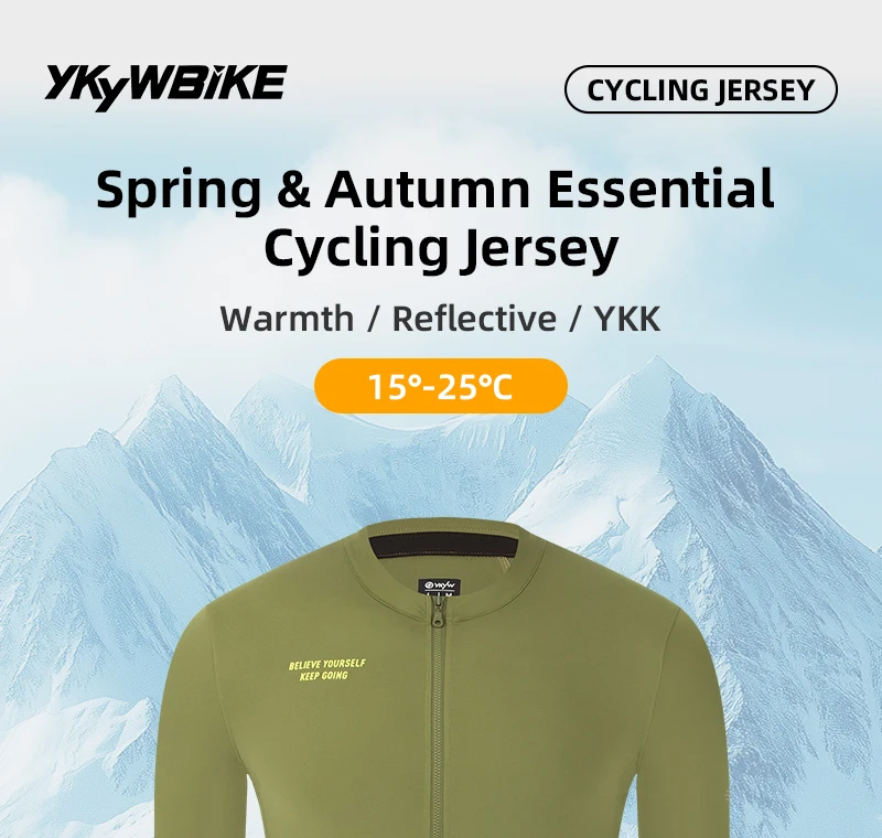 YKYWBIKE 2026 Men Cycling Jersey 15-25°C Long Sleeve Pro Team Bicycle Shirt Breathable Road Bike Clothing MTB Road Bike Jersey