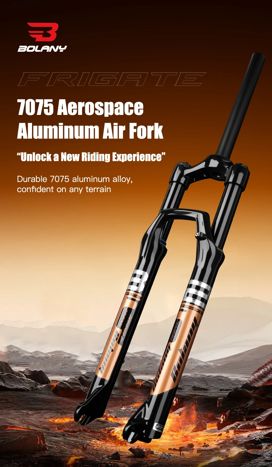 BOLANY Bike Air Fork 27.5/29inch 120mm Travel Oil Air Suspension Lightweight Magnesium Alloy Quick Release Bicycle Air Fork