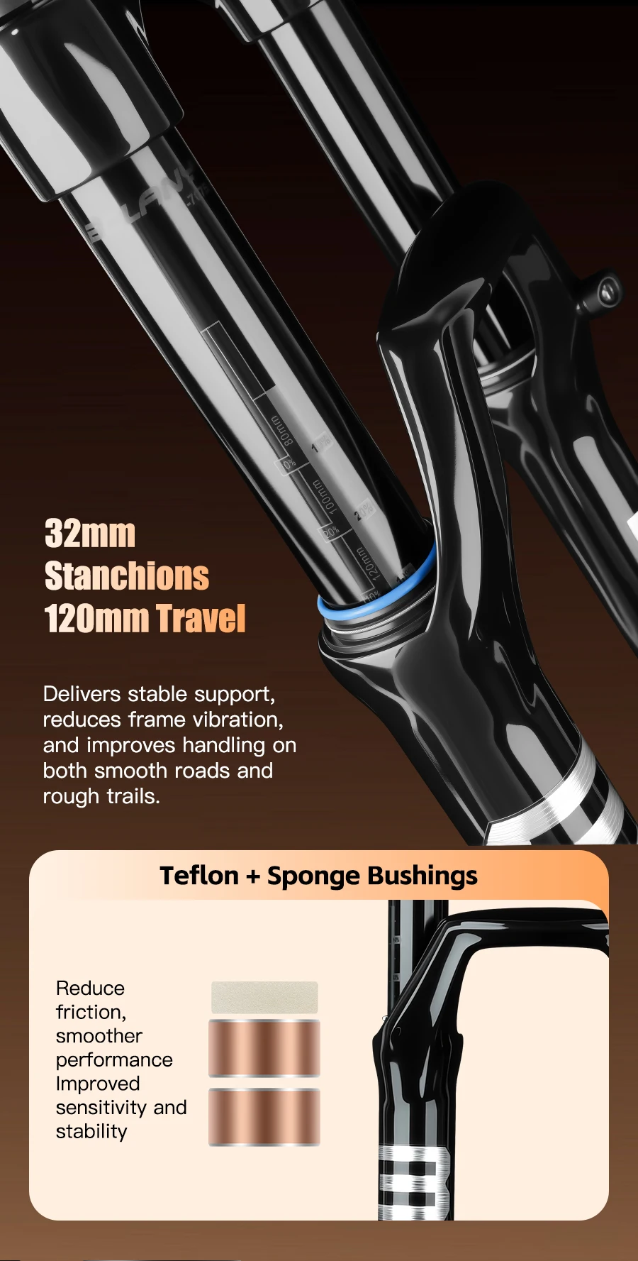 BOLANY Bike Air Fork 27.5/29inch 120mm Travel Oil Air Suspension Lightweight Magnesium Alloy Quick Release Bicycle Air Fork