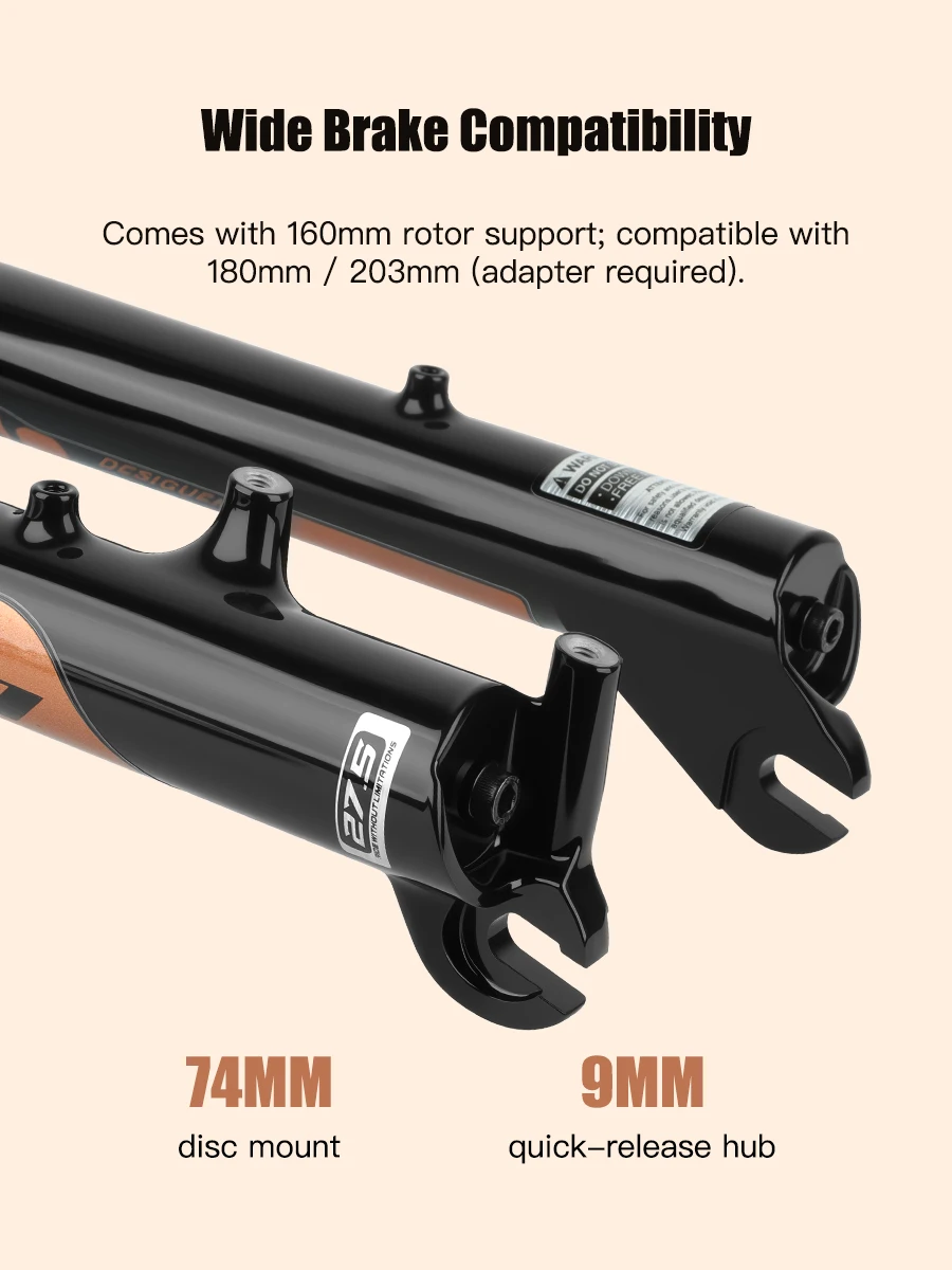 BOLANY Bike Air Fork 27.5/29inch 120mm Travel Oil Air Suspension Lightweight Magnesium Alloy Quick Release Bicycle Air Fork