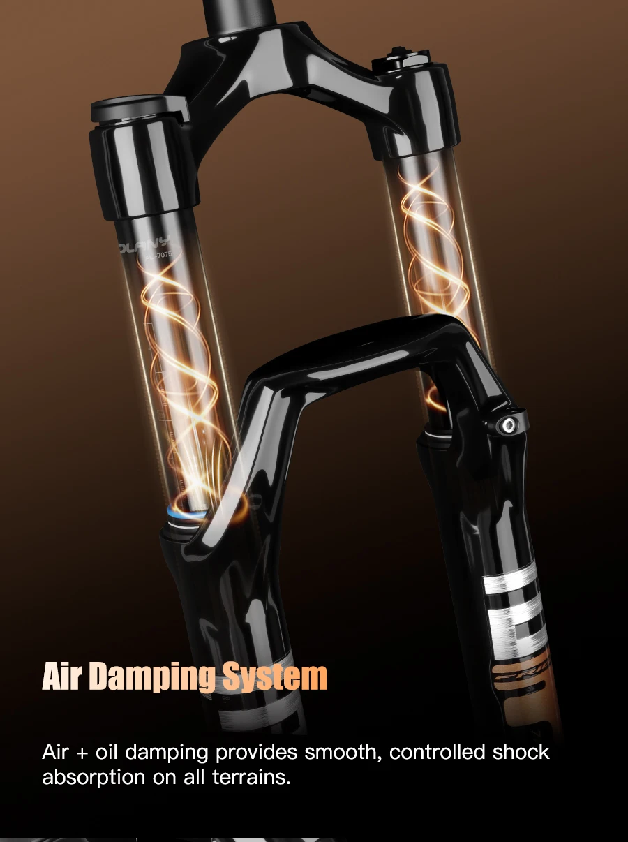 BOLANY Bike Air Fork 27.5/29inch 120mm Travel Oil Air Suspension Lightweight Magnesium Alloy Quick Release Bicycle Air Fork