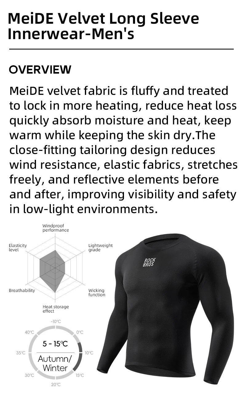 ROCKBROS Autumn Winter Cycling Jersey Warm Fleece Thermal Pullover Shirt Outdoor Sports Undershirt Men Women Cycling Clothing