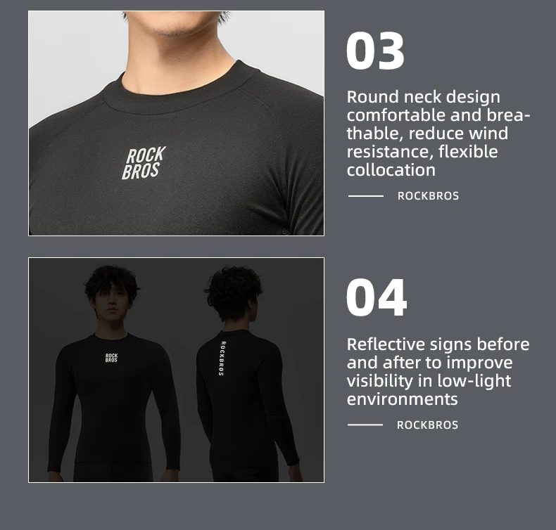 ROCKBROS Autumn Winter Cycling Jersey Warm Fleece Thermal Pullover Shirt Outdoor Sports Undershirt Men Women Cycling Clothing
