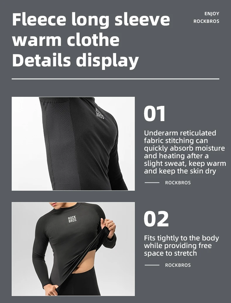 ROCKBROS Autumn Winter Cycling Jersey Warm Fleece Thermal Pullover Shirt Outdoor Sports Undershirt Men Women Cycling Clothing