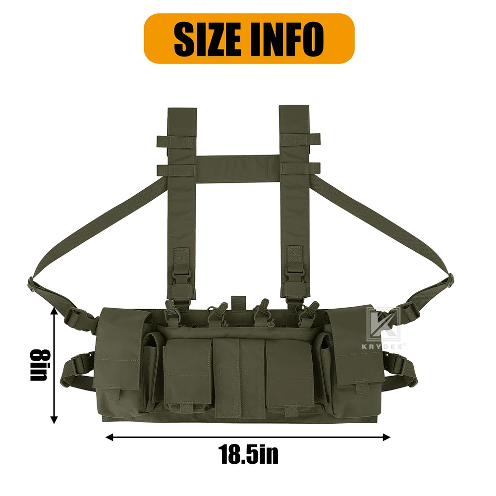 KRYDEX Tactical Chest Rig UW Gen IV Low Vis Lightweight Chest Rig Vest With Magazine Radio Tool GP Pouch H Harness Strap