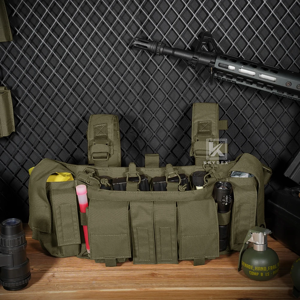 KRYDEX Tactical Chest Rig UW Gen IV Low Vis Lightweight Chest Rig Vest With Magazine Radio Tool GP Pouch H Harness Strap