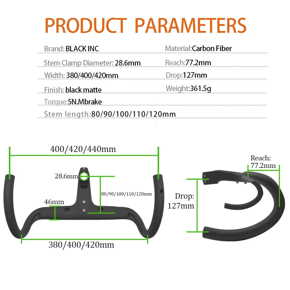 Gold UD Matte Carbon Fiber MTB Bicycle Handlebar Horizontal Handle 380/400/420mm Integrated Internal Wiring Handlebar