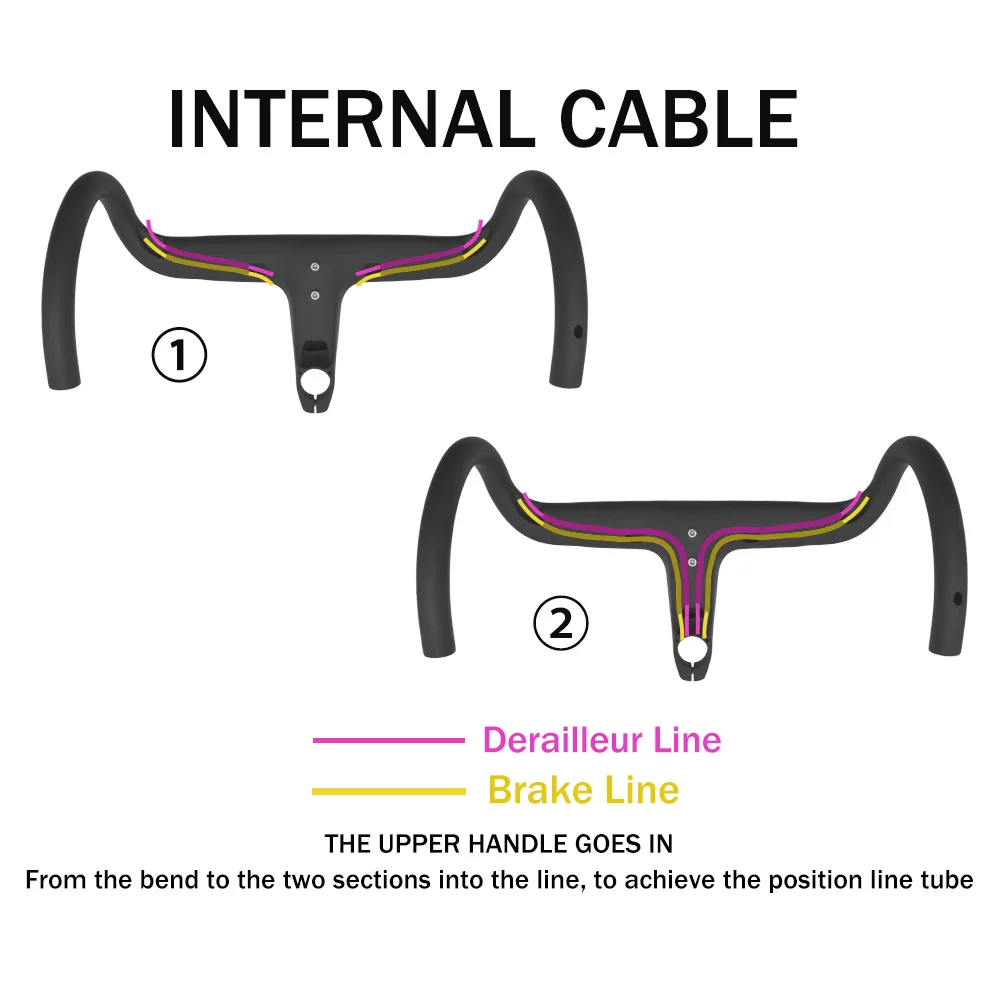 Gold UD Matte Carbon Fiber MTB Bicycle Handlebar Horizontal Handle 380/400/420mm Integrated Internal Wiring Handlebar