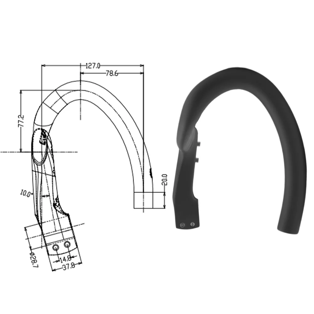 Gold UD Matte Carbon Fiber MTB Bicycle Handlebar Horizontal Handle 380/400/420mm Integrated Internal Wiring Handlebar