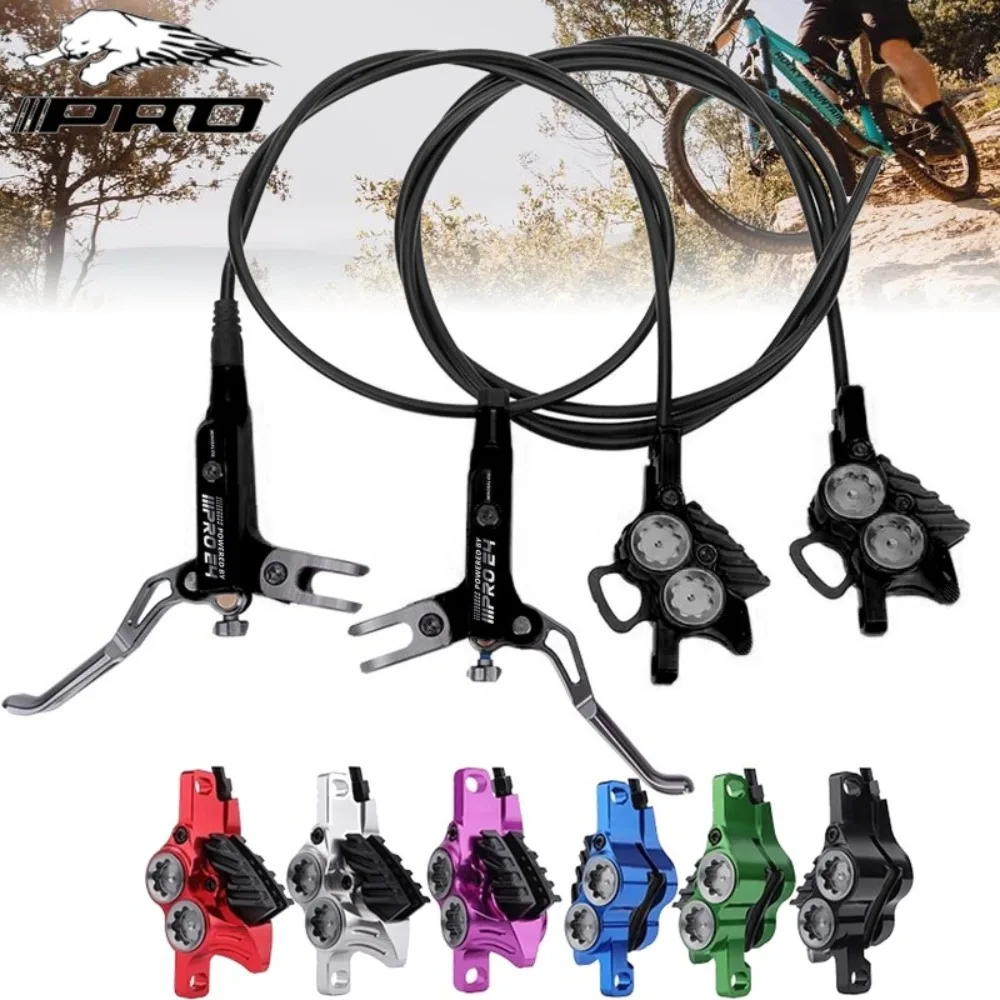 IIIPRO 4 Piston Bike Hydraulic Brake 800/1550MM Left Front Right Rear Bicycle Disc Brake MTB Road Cycling Disc Brake Bike Parts