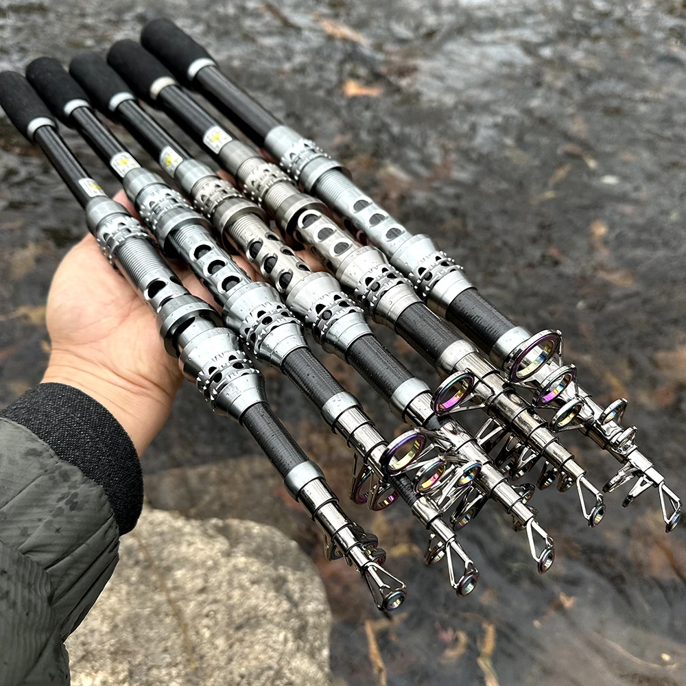 Ghotda Mini Sea Fishing Rod Spinning Feeder Carbon Fiber Telescopic 3.0M 2.7M 2.4M 2.1M 1.8M Portable Pole Metal Reel Seat