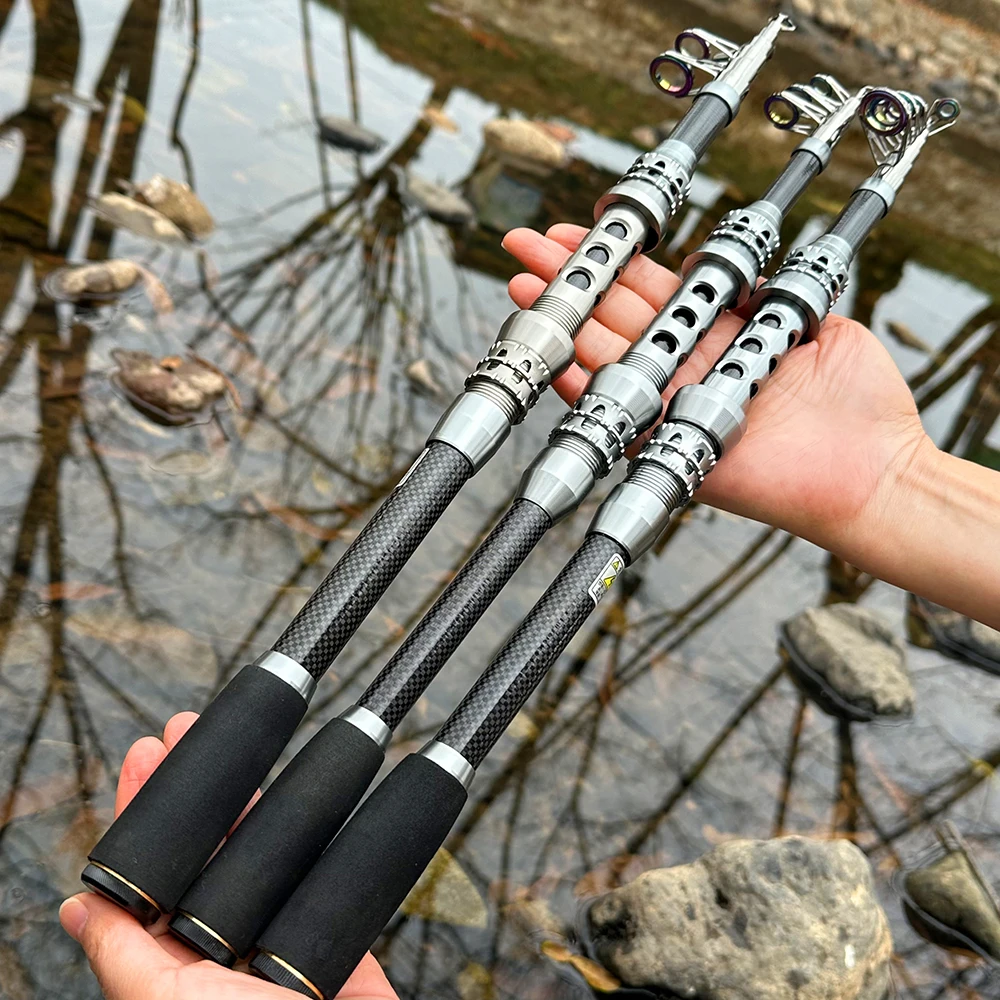 Ghotda Mini Sea Fishing Rod Spinning Feeder Carbon Fiber Telescopic 3.0M 2.7M 2.4M 2.1M 1.8M Portable Pole Metal Reel Seat