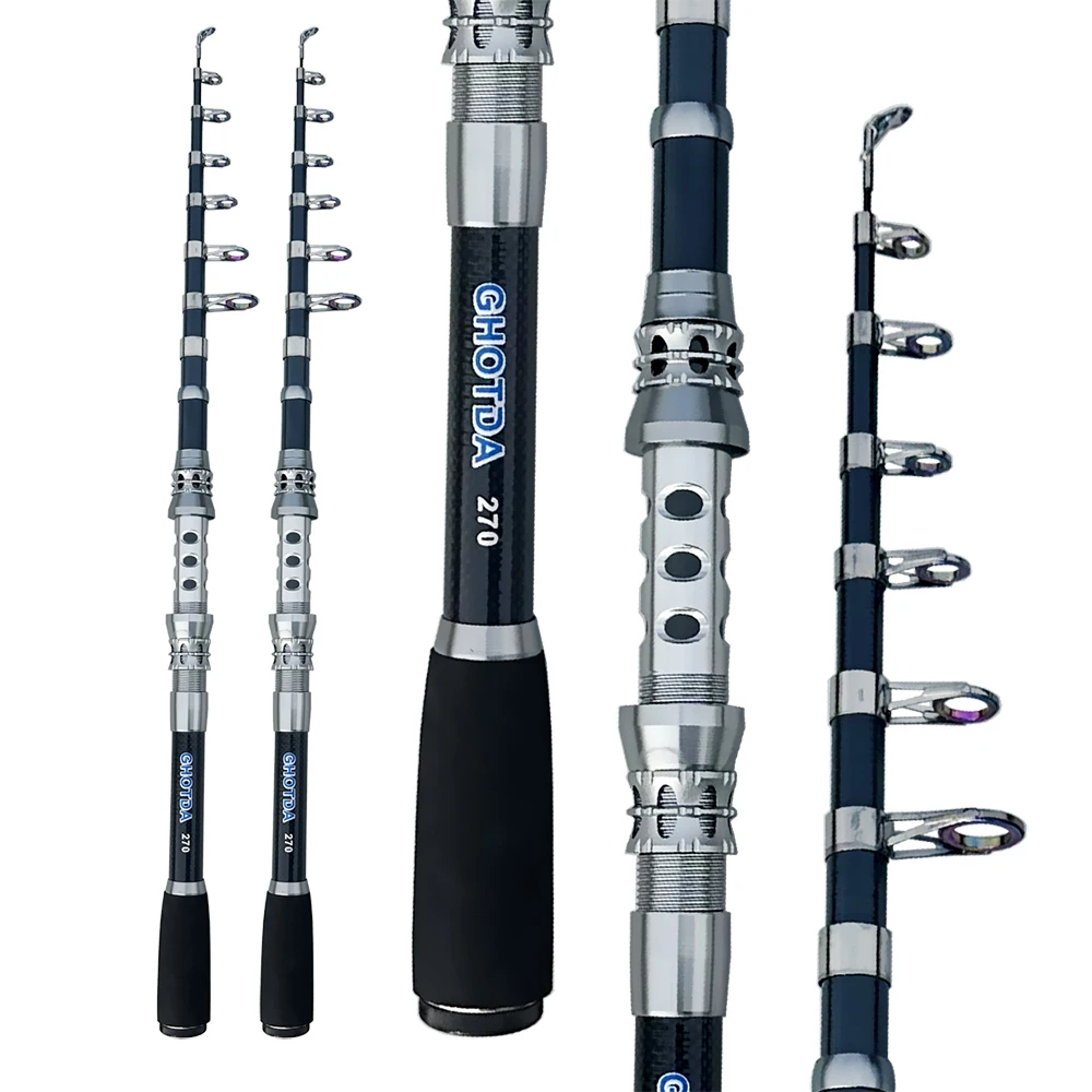 Ghotda Mini Sea Fishing Rod Spinning Feeder Carbon Fiber Telescopic 3.0M 2.7M 2.4M 2.1M 1.8M Portable Pole Metal Reel Seat