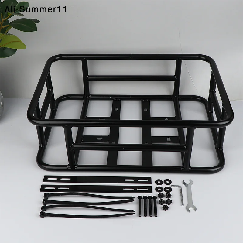 【Wq0】【】Rear Bike Basket Bicycle Cargo Rack Bag Large Capacity E-Bike Basket Bike Baskets Rear Removable Metal Rack For Most Bike
