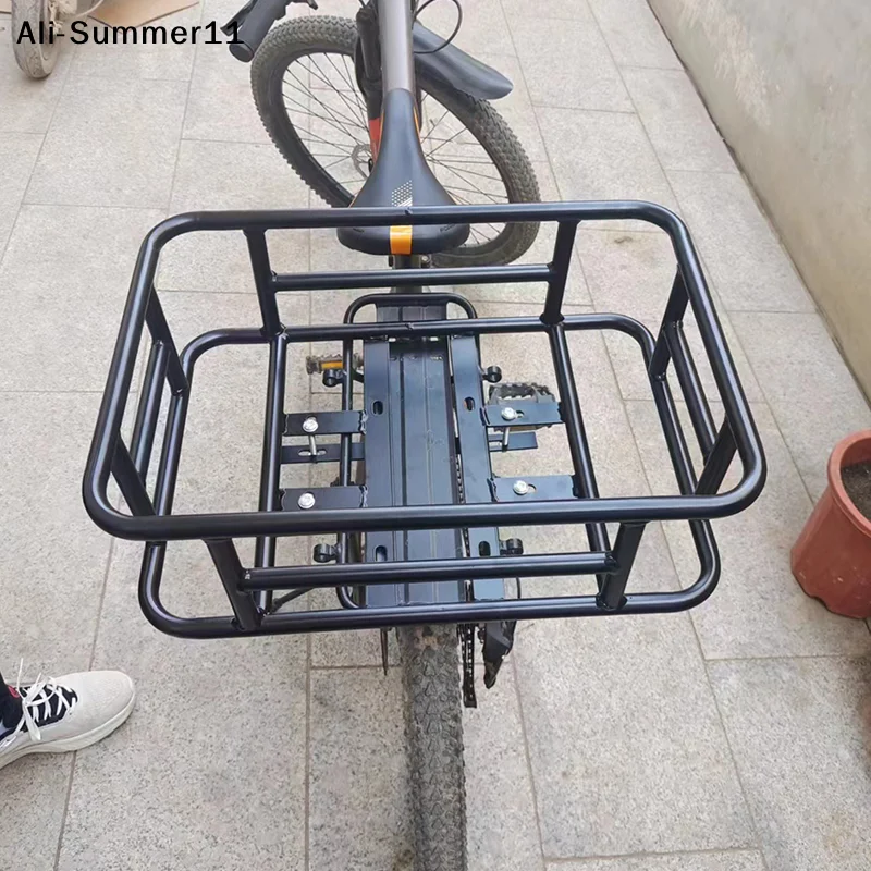 【Wq0】【】Rear Bike Basket Bicycle Cargo Rack Bag Large Capacity E-Bike Basket Bike Baskets Rear Removable Metal Rack For Most Bike
