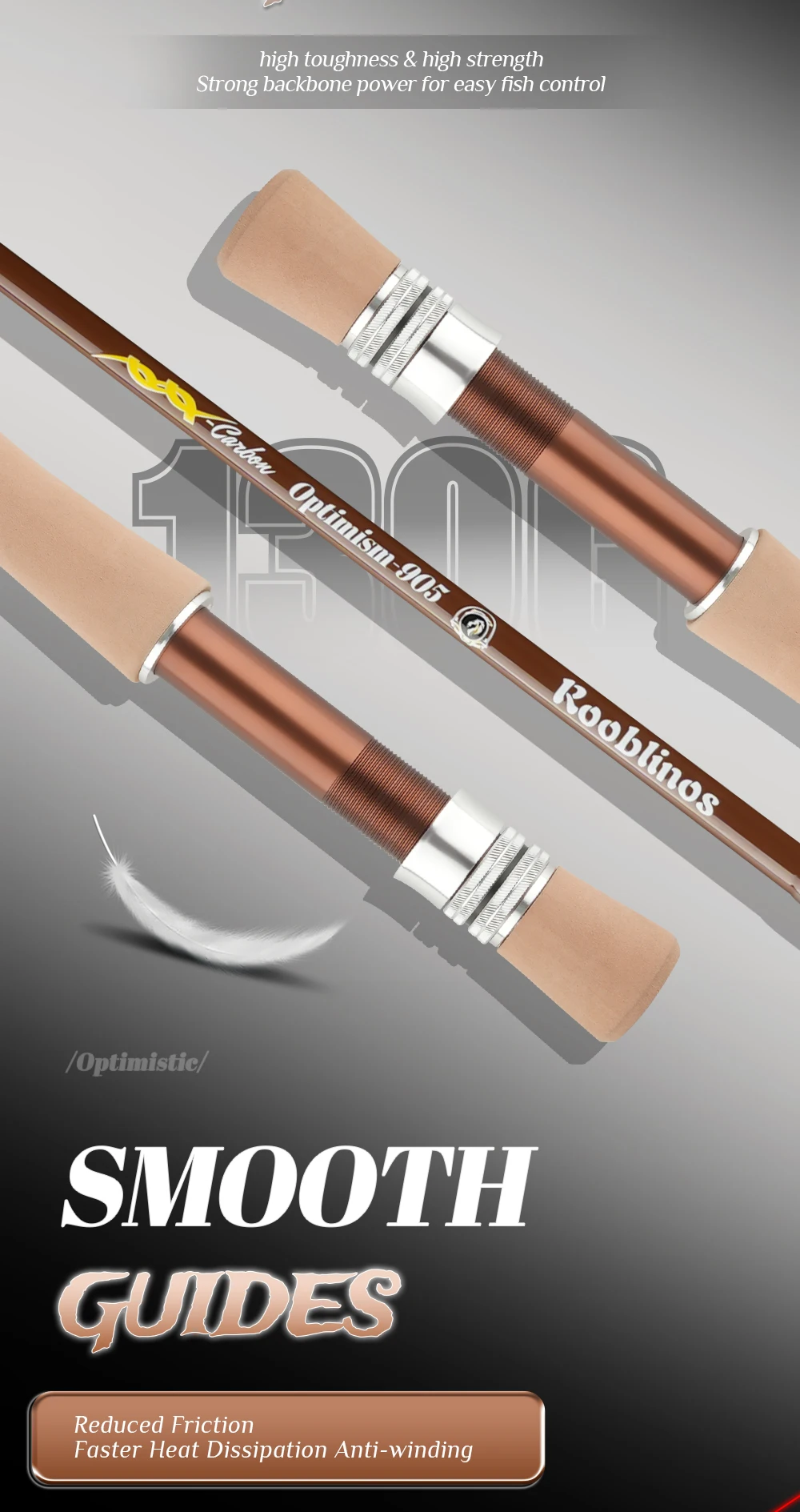 ROOBLINOS Fly Fishing Rod 4/5wt,9ft(2.7m)Ultra Lite,Carbon Rod,Freshwater Fly Rods,JIT,2026 New Fishing Rod
