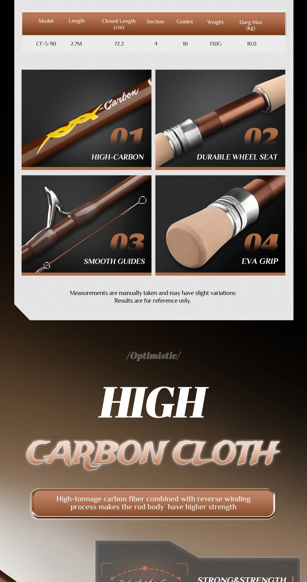 ROOBLINOS Fly Fishing Rod 4/5wt,9ft(2.7m)Ultra Lite,Carbon Rod,Freshwater Fly Rods,JIT,2026 New Fishing Rod