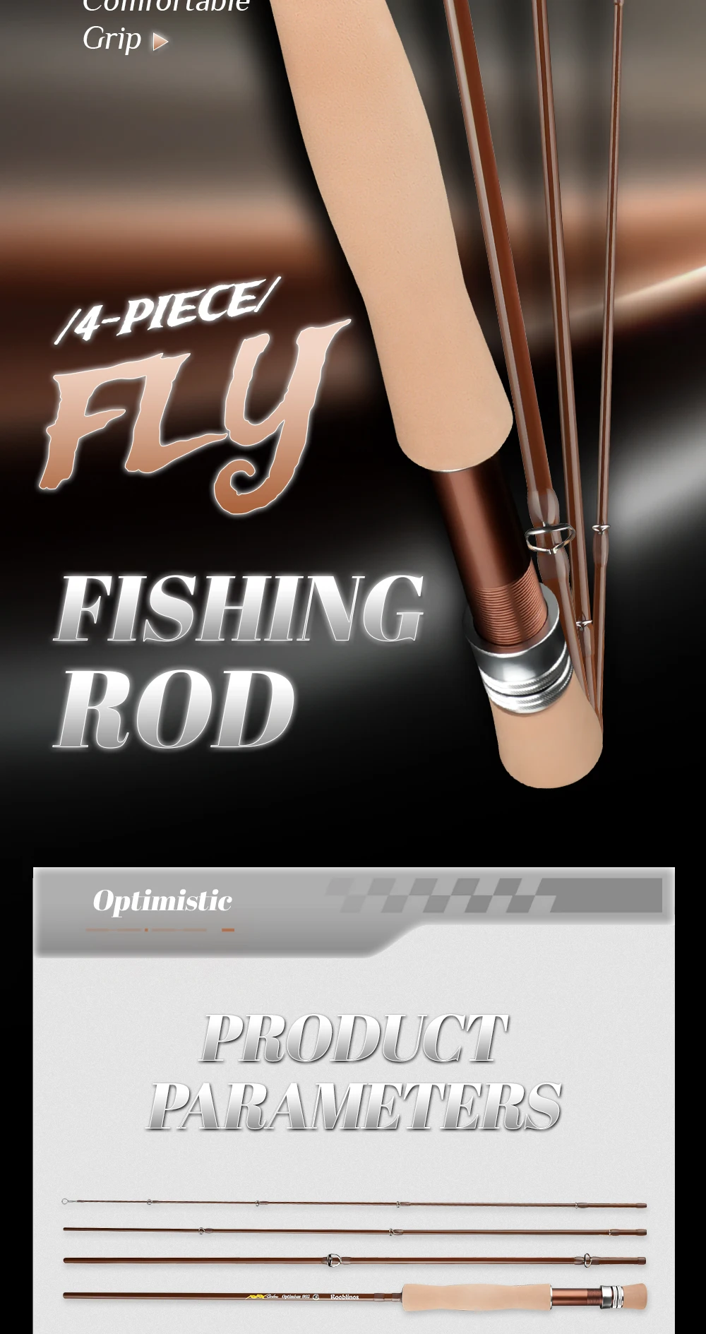 ROOBLINOS Fly Fishing Rod 4/5wt,9ft(2.7m)Ultra Lite,Carbon Rod,Freshwater Fly Rods,JIT,2026 New Fishing Rod